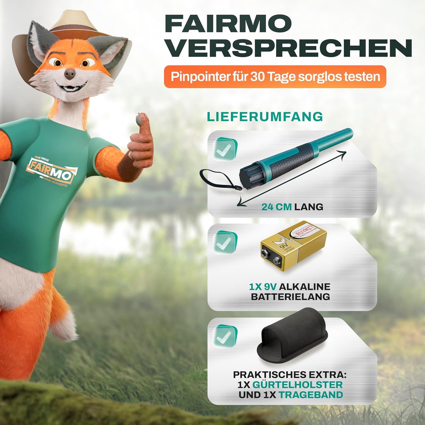 Der wasserdichte Pinpointer von FAIRMO - Metalldetektor Set Zum Suchen von Gold